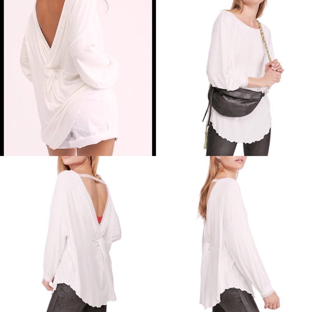 FREE PEOPLE SM white blouse w angel details